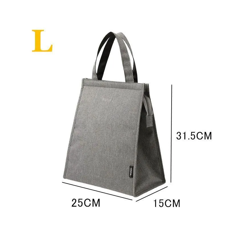 L Size Lunch Bag Thermal Insulated Box Bento Pouch Food Tote Work School Picnic