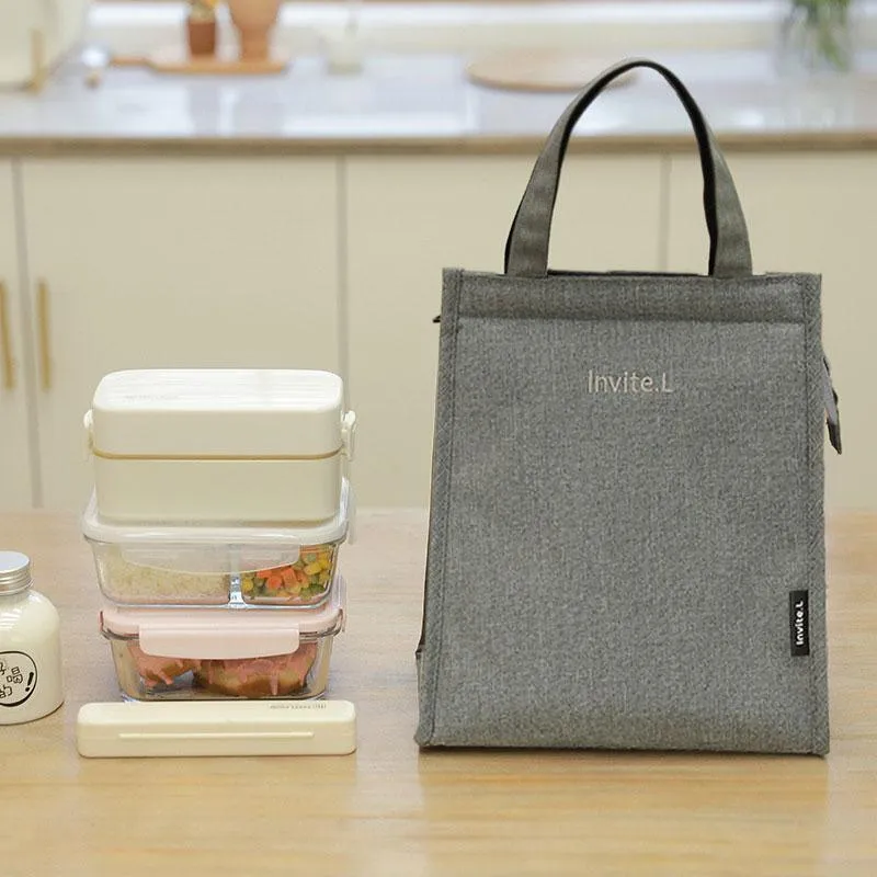 L Size Lunch Bag Thermal Insulated Box Bento Pouch Food Tote Work School Picnic