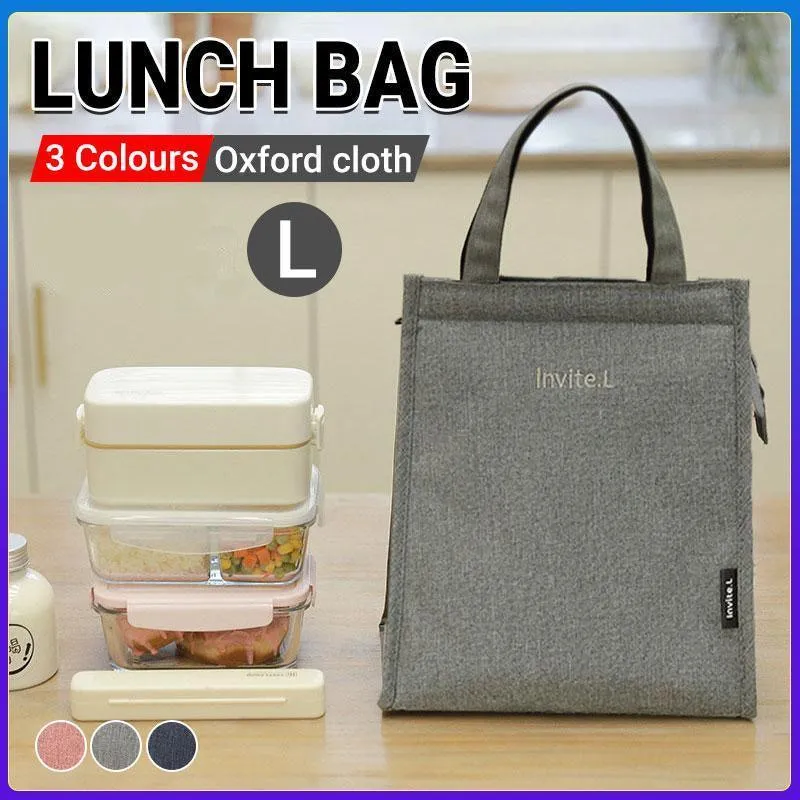 L Size Lunch Bag Thermal Insulated Box Bento Pouch Food Tote Work School Picnic