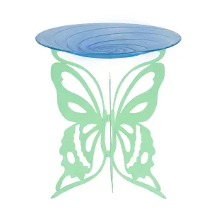 Laser Cut Bird Bath Stand with Glass Embossed Bird Bath Set, Butterfly,2gb7001ecm