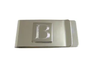 Letter B Etched Monogram Money Clip
