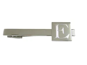 Letter E Etched Monogram Square Tie Clip