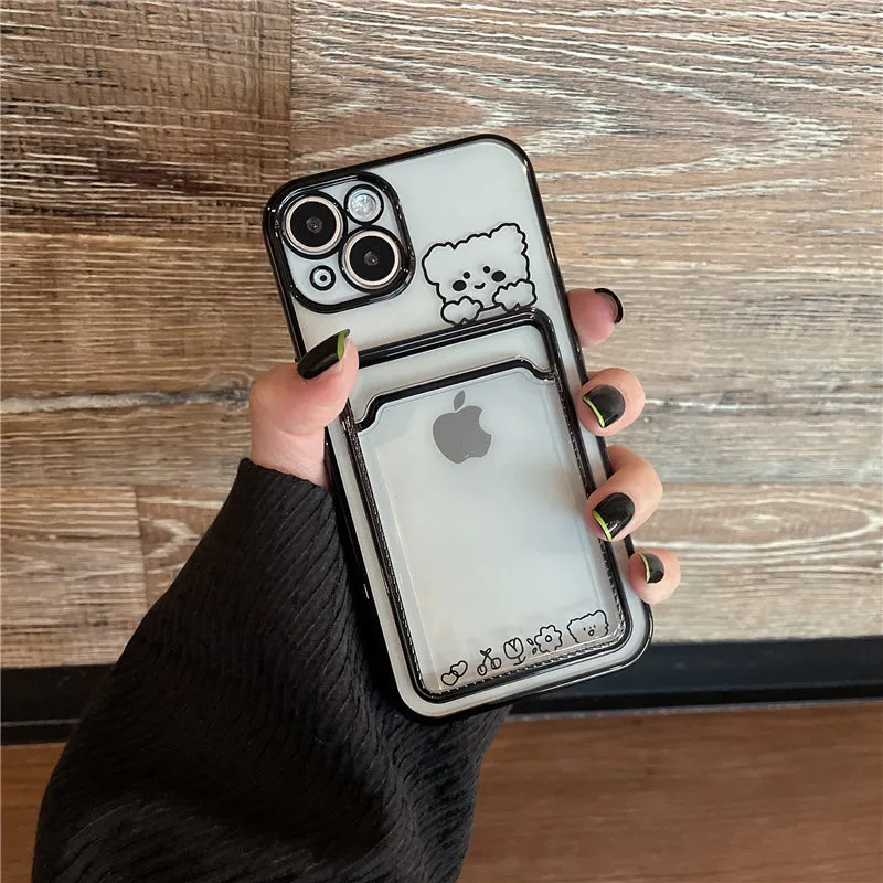 Luxury Cute Bunny iPhone Case with Card Holder for iphone 7/8/SE to 13 pro max