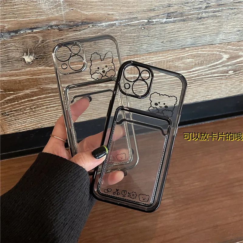 Luxury Cute Bunny iPhone Case with Card Holder for iphone 7/8/SE to 13 pro max