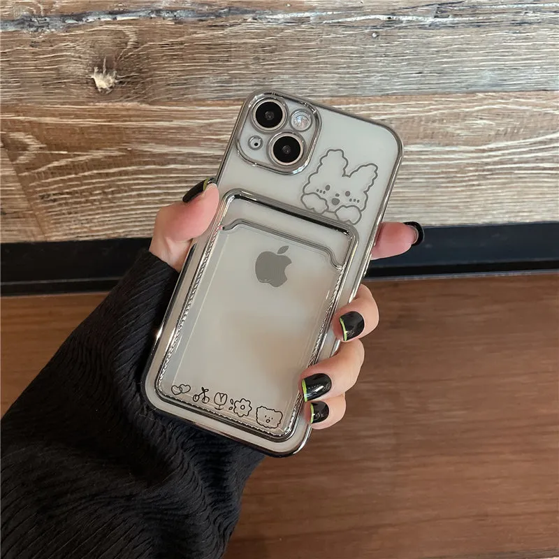 Luxury Cute Bunny iPhone Case with Card Holder for iphone 7/8/SE to 13 pro max