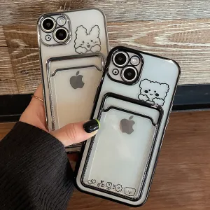 Luxury Cute Bunny iPhone Case with Card Holder for iphone 7/8/SE to 13 pro max