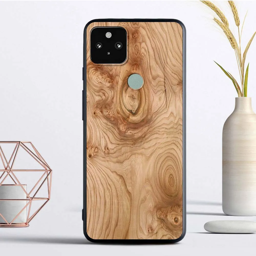 Luxury Texture Wood Silicone Google Pixel 4 XL 4A 5G 5 Soft Case