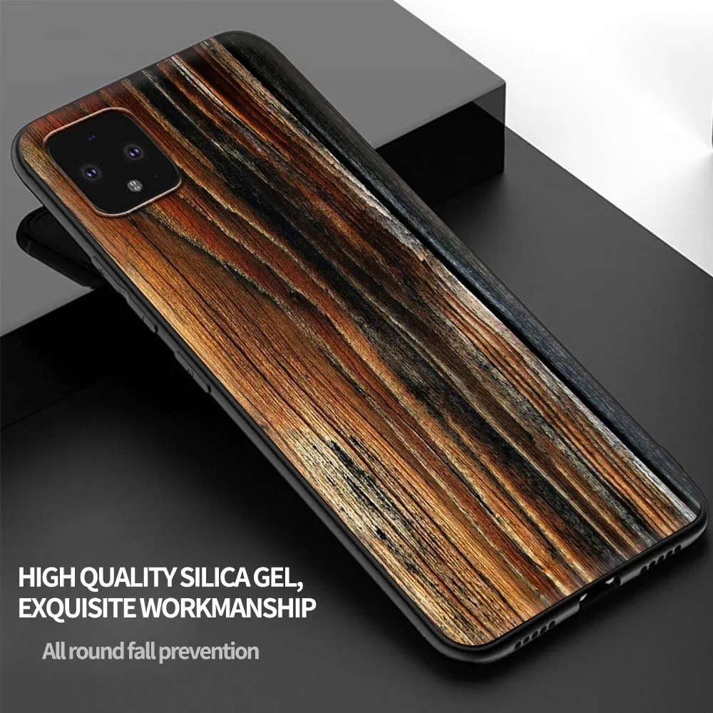 Luxury Texture Wood Silicone Google Pixel 4 XL 4A 5G 5 Soft Case
