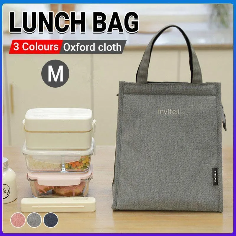 M Size Lunch Bag Thermal Insulated Box Bento Pouch Food Tote Work School Picnic