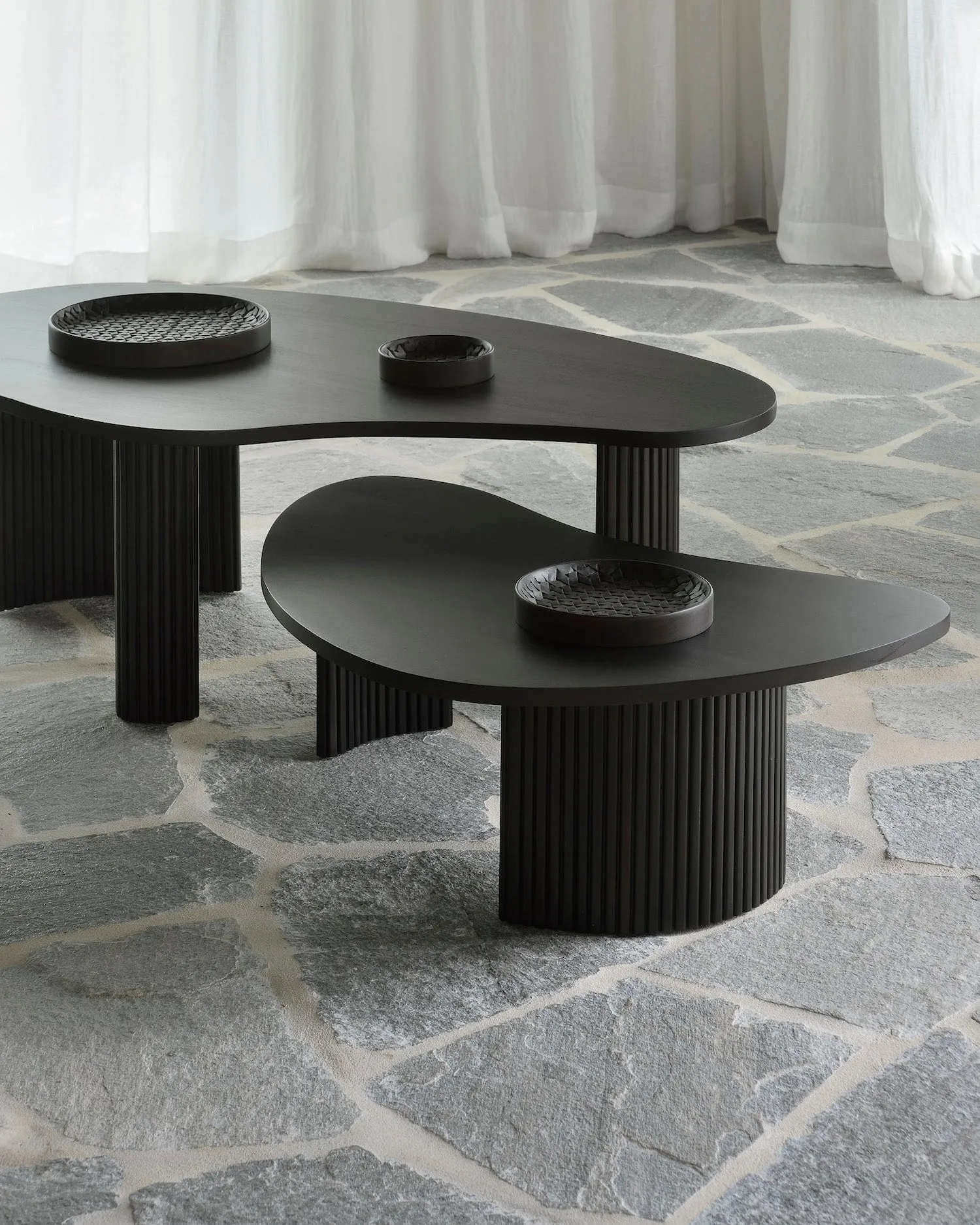 Mahogany Boomerang Dark Brown Coffee Table - Varnished