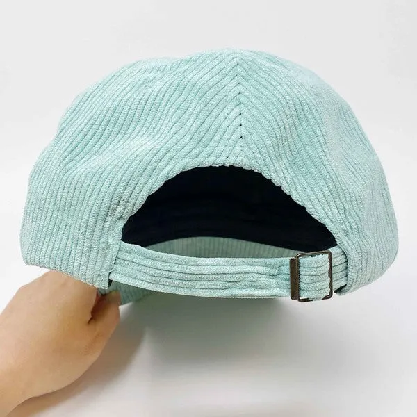 MAMA Corduroy Ball Cap – Fuzzy Letter Patch Hat with Adjustable Clip Closure
