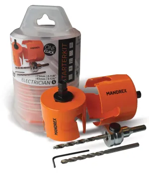 Mandrex MX200053B Starter Kit MXqs TCT Electrician Ø60/Ø68/Ø80 - HSS Long   Percusion Drill