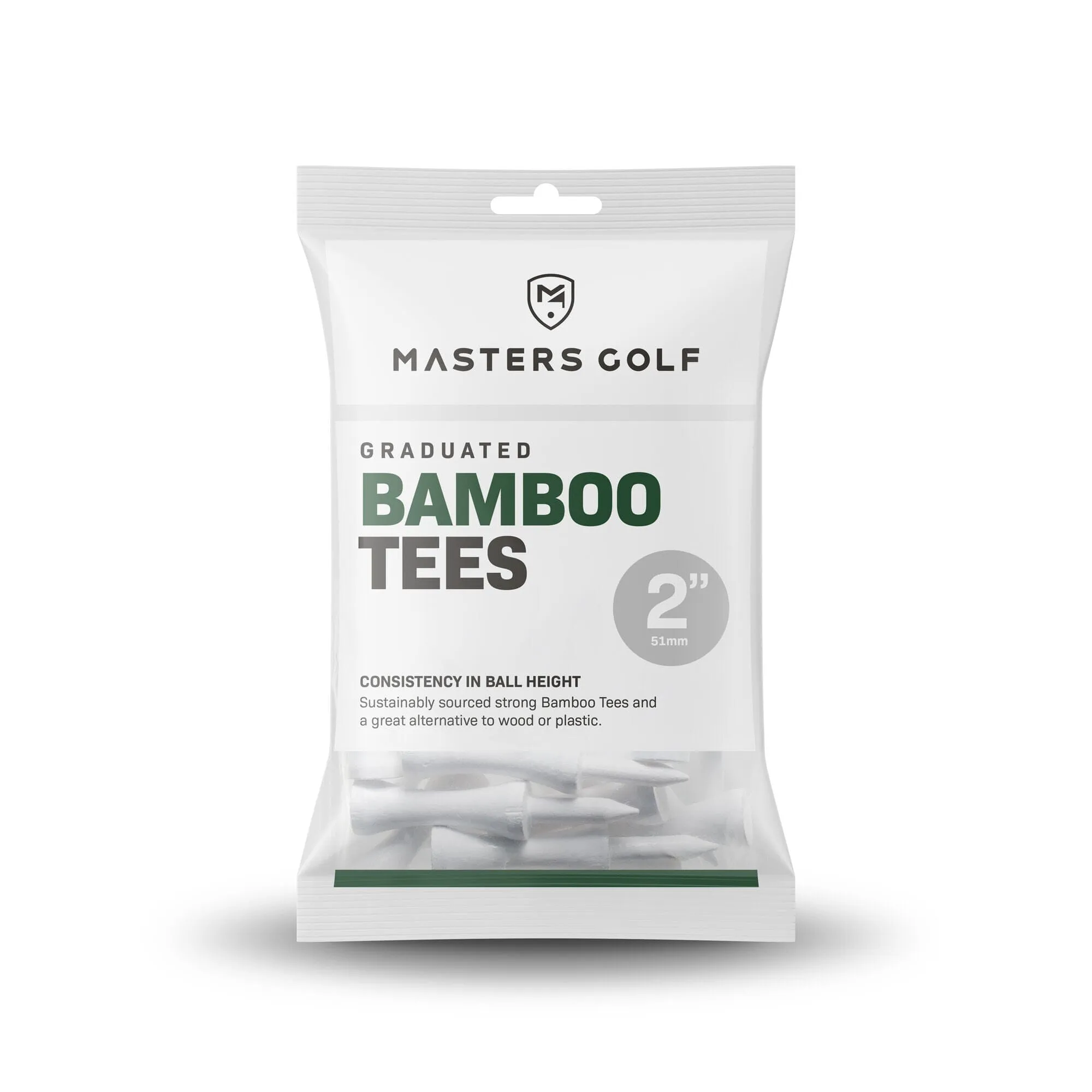 Masters 2' Bamboo Graduated Golf Tees (20 Pack)