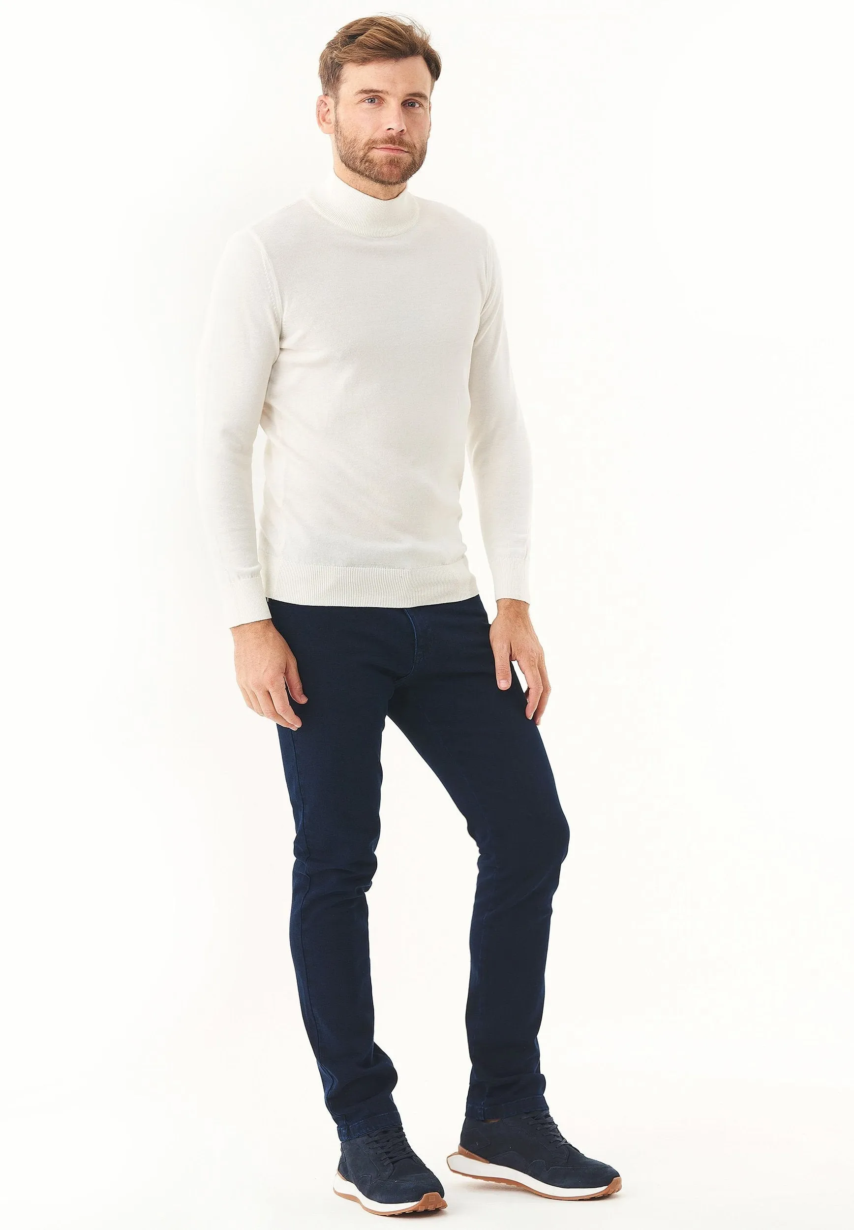 Men's Organic Cotton Turtleneck Sweater Off White