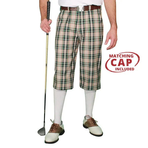 Men’s Plaid Plus Fours Golf Knickers & Cap