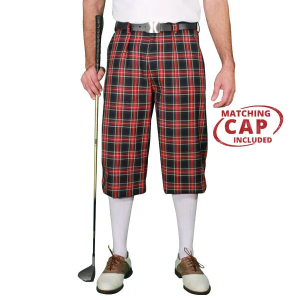 Men’s Plaid Plus Fours Golf Knickers & Cap
