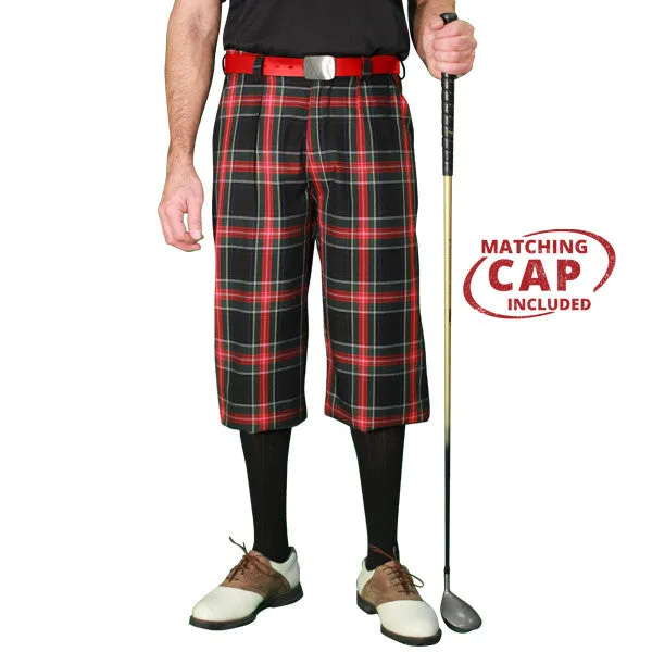 Men’s Plaid Plus Fours Golf Knickers & Cap