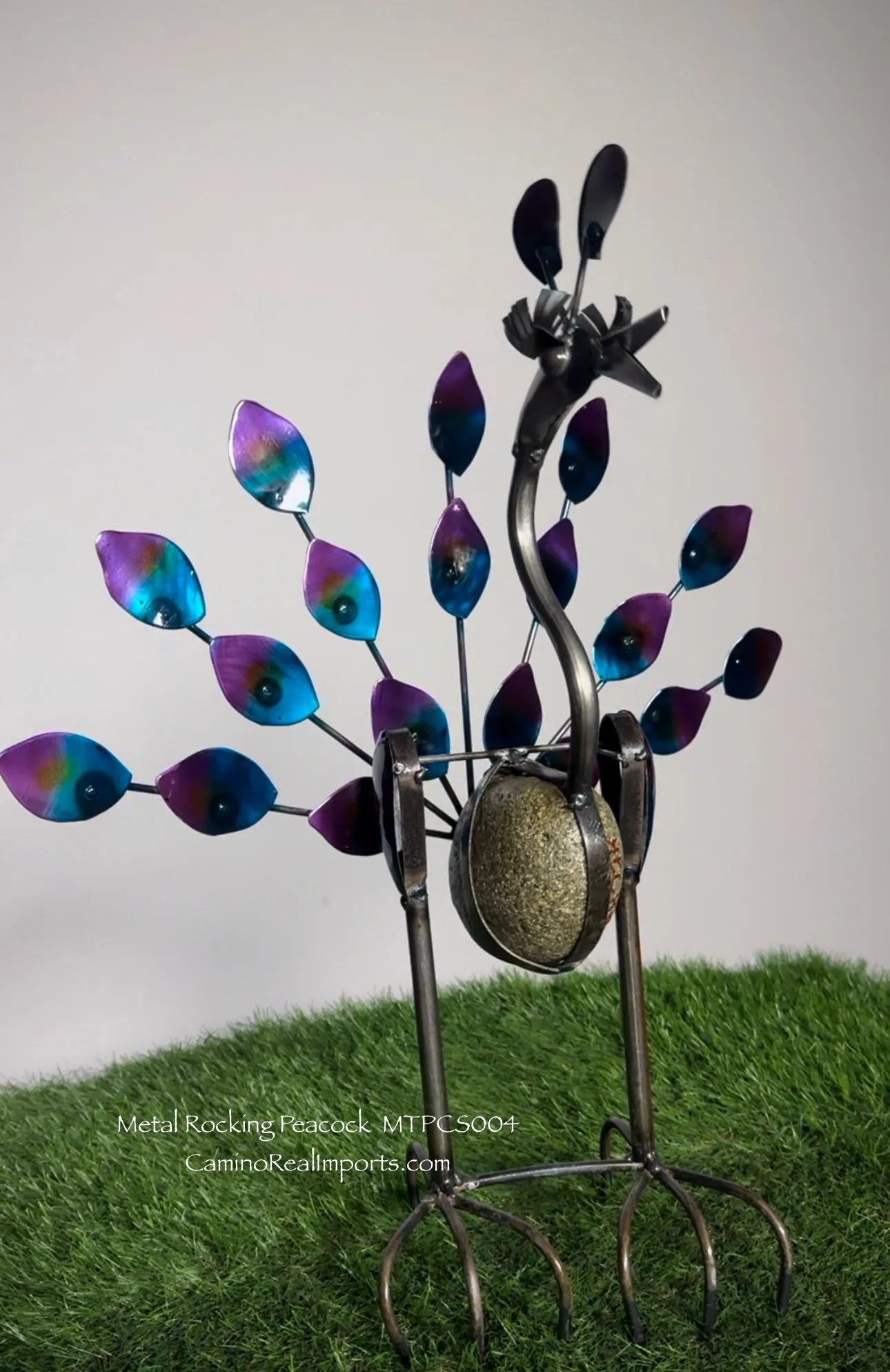 Metal Rock Rocking Peacock Yard Garden Ornament MTPCS004