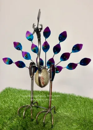 Metal Rock Rocking Peacock Yard Garden Ornament MTPCS004