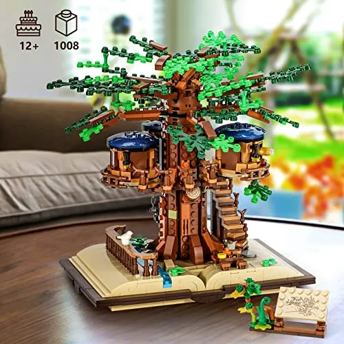 Mibido Ideas Tree House Building Kit with Led Lights, Build-and-Display Model Home or Office Decor for Adults Creative Forest Toy Gift for Kids Aged 12 , New 2022 (1008 Pieces)