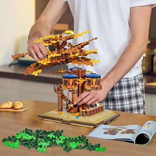Mibido Ideas Tree House Building Kit with Led Lights, Build-and-Display Model Home or Office Decor for Adults Creative Forest Toy Gift for Kids Aged 12 , New 2022 (1008 Pieces)