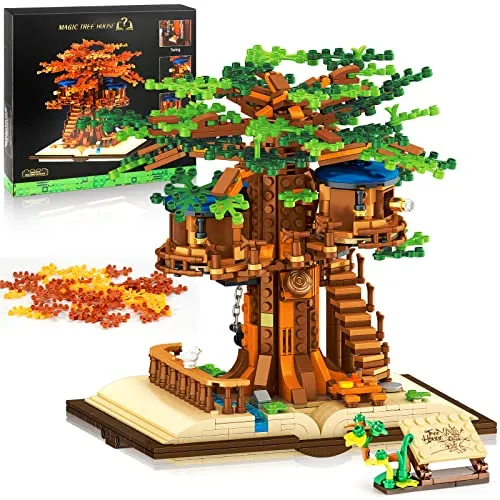 Mibido Ideas Tree House Building Kit with Led Lights, Build-and-Display Model Home or Office Decor for Adults Creative Forest Toy Gift for Kids Aged 12 , New 2022 (1008 Pieces)