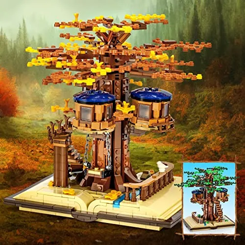 Mibido Ideas Tree House Building Kit with Led Lights, Build-and-Display Model Home or Office Decor for Adults Creative Forest Toy Gift for Kids Aged 12 , New 2022 (1008 Pieces)