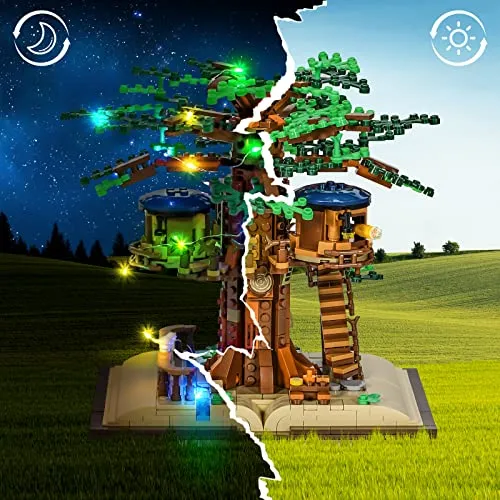 Mibido Ideas Tree House Building Kit with Led Lights, Build-and-Display Model Home or Office Decor for Adults Creative Forest Toy Gift for Kids Aged 12 , New 2022 (1008 Pieces)