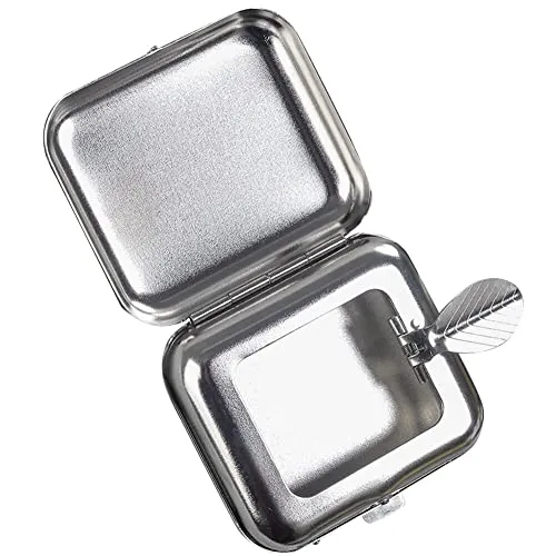 Mini Compact Portable Ashtray,Square Stainless Steel Mini Pocket Ashtray Cigarettes Ash Tray with Lid Outdoor Windproof Pocket Smoking Ash Tray Vehicle Cigarette Ashtray for Outdoor Home Office