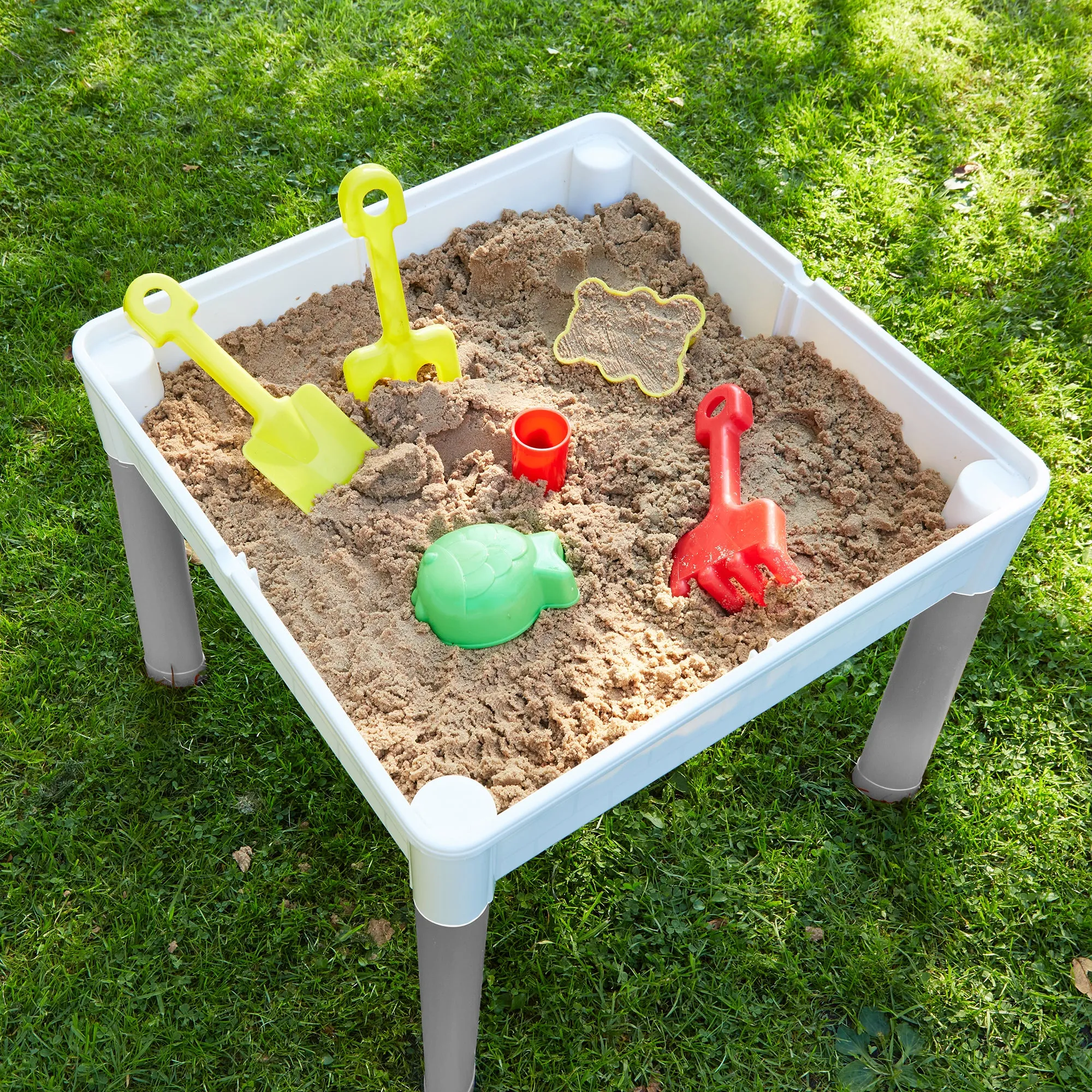 Montessori 5-in-1 Table & 2 Chairs Set | Sand & Water Pit | Lego  | Dry Wipe Top | Grey & White