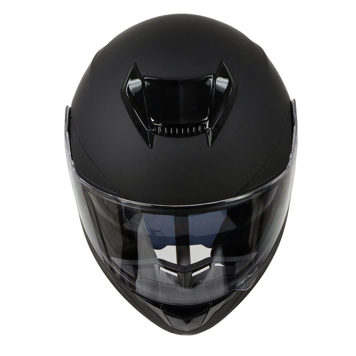 MPH9835DOT 'Sweeper' Flat Black Advanced Motorcycle Modular Helmet for Men and Women Biker w/ Drop Down Visor