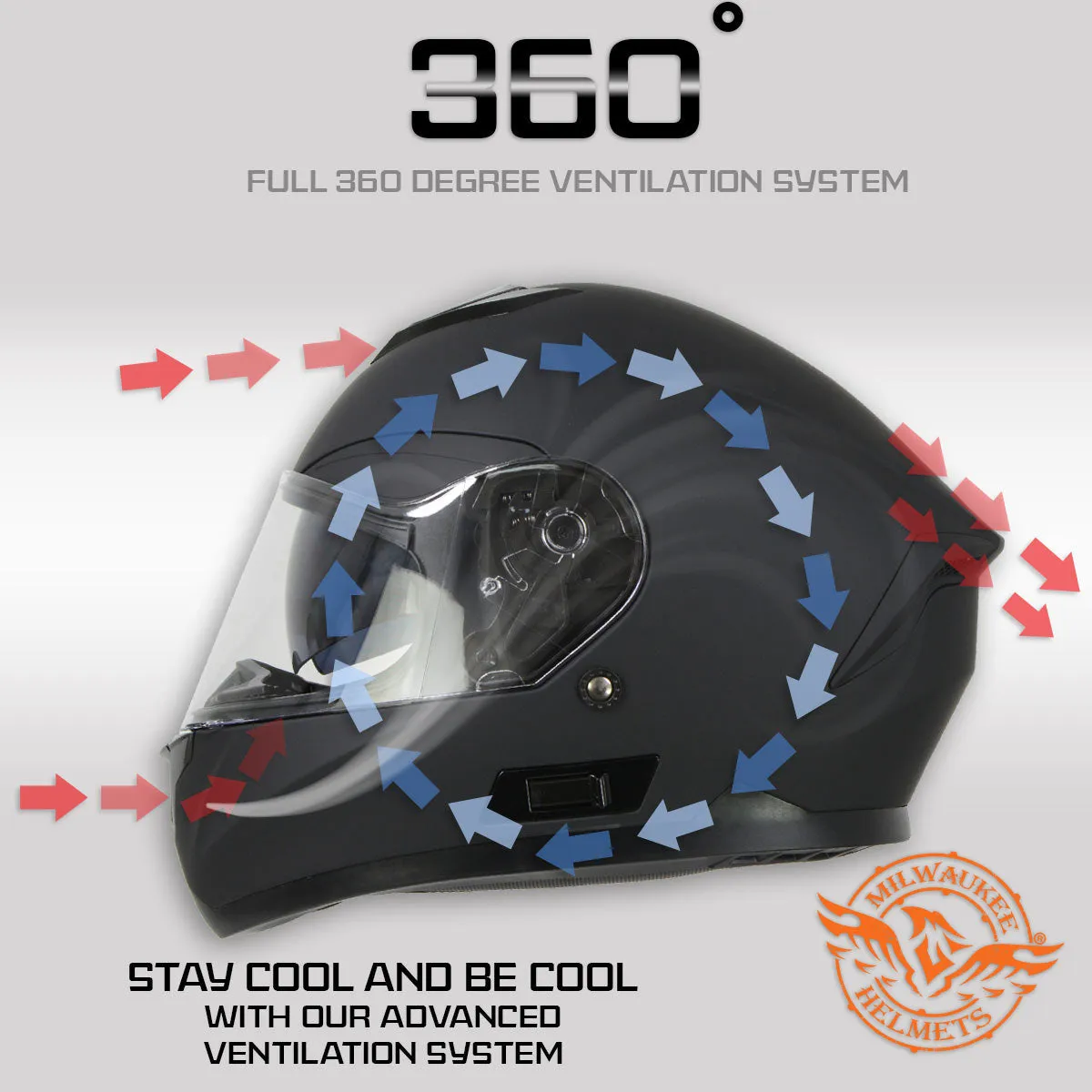 MPH9835DOT 'Sweeper' Flat Black Advanced Motorcycle Modular Helmet for Men and Women Biker w/ Drop Down Visor
