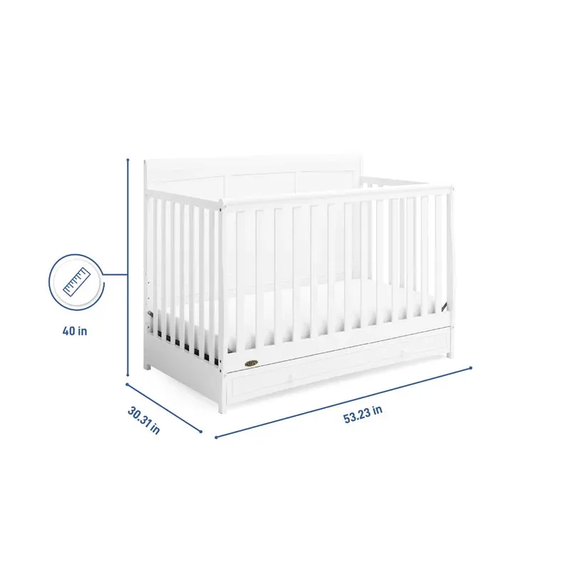 New in Box! Graco Asheville 4-in-1 Convertible Crib with Storage, Manufacture Date 07/22, Retails $449  NOTE: Couple minor scuffs from packaging mostly on back board