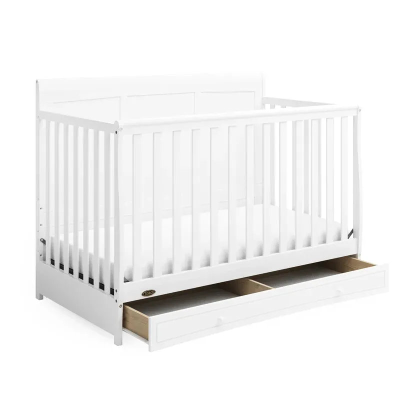 New in Box! Graco Asheville 4-in-1 Convertible Crib with Storage, Manufacture Date 07/22, Retails $449  NOTE: Couple minor scuffs from packaging mostly on back board