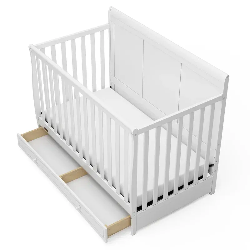 New in Box! Graco Asheville 4-in-1 Convertible Crib with Storage, Manufacture Date 07/22, Retails $449  NOTE: Couple minor scuffs from packaging mostly on back board