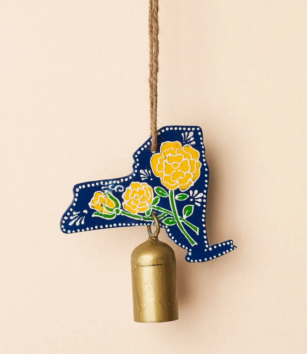 New York State Rose Wind Chime - Hand-painted State Flower by Matr Boomie