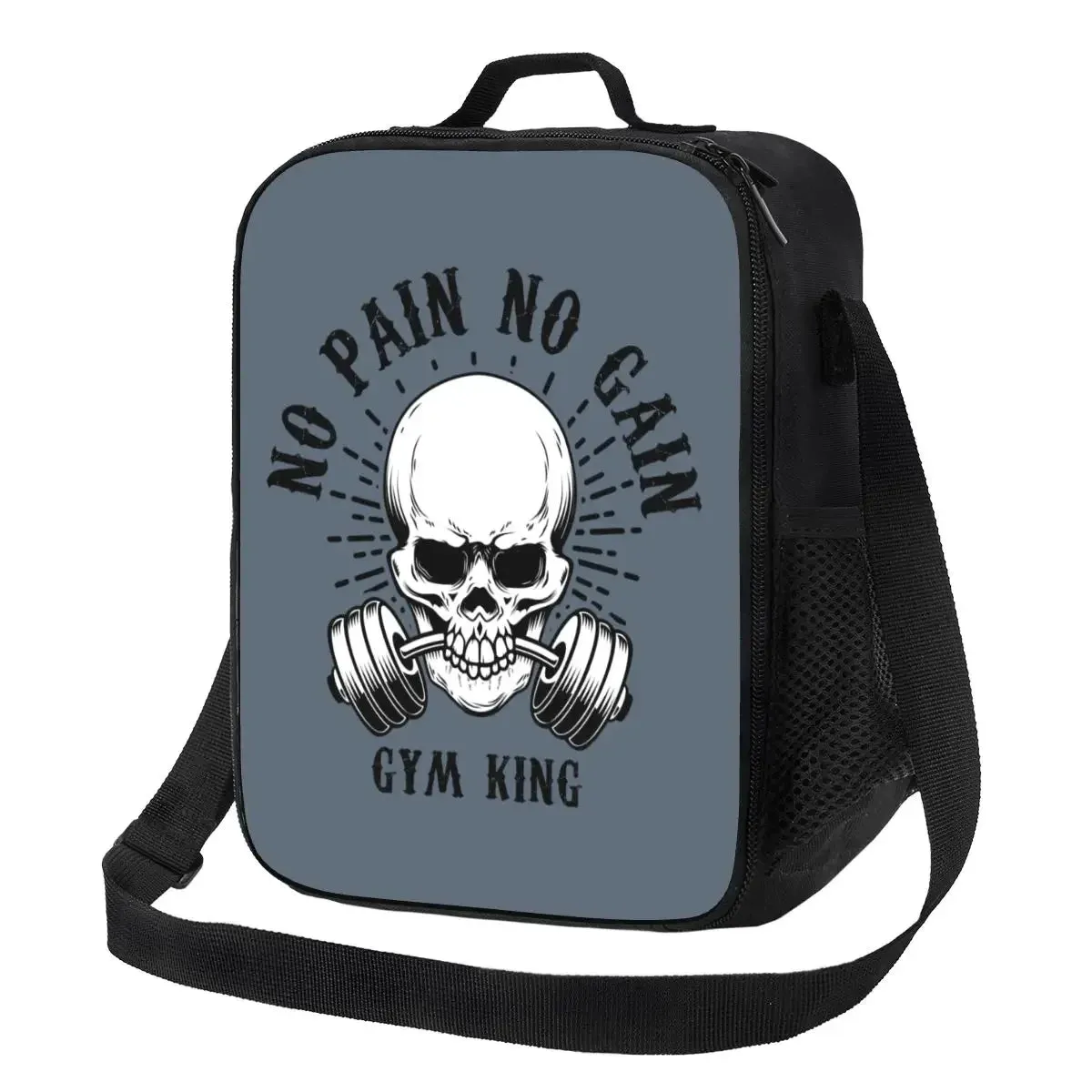 No Pain No Gain Insulated Lunch Tote Bag for Women Bodybuilding Fitness Gym Portable Thermal Cooler Food Bento Box School