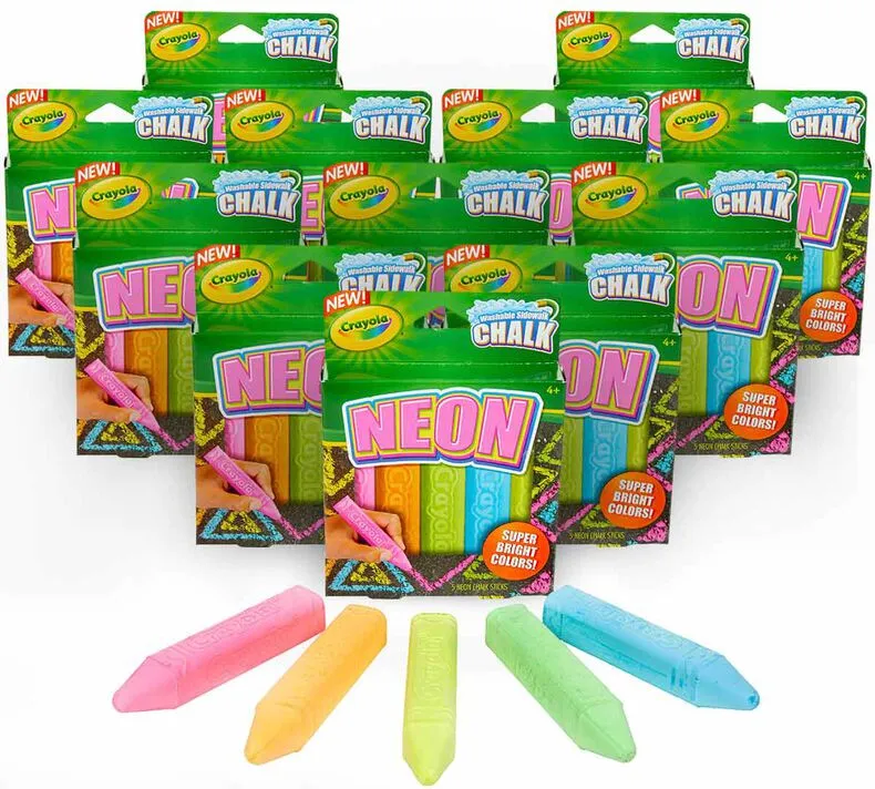 Outdoor Chalk Group Pack, 12 Individual Packages of Special Effects Sidewalk Chalk - Neon