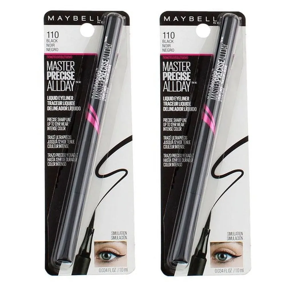 Pack of 2 Maybelline New York Precise All Day Liquid Eyeliner, Black 110