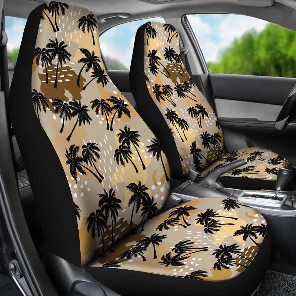 Palm Tree Car Seat Covers Set in Sandy Colors
