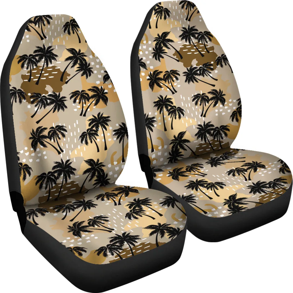 Palm Tree Car Seat Covers Set in Sandy Colors