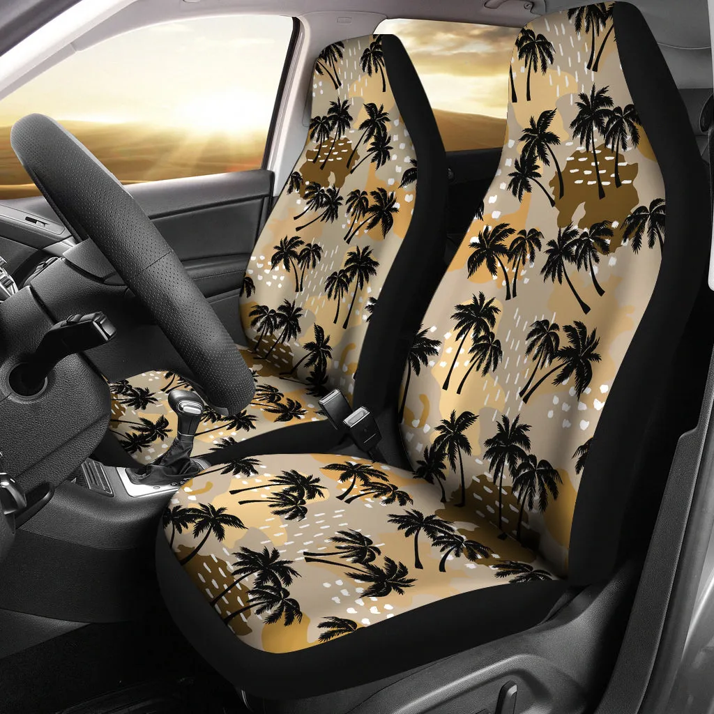 Palm Tree Car Seat Covers Set in Sandy Colors