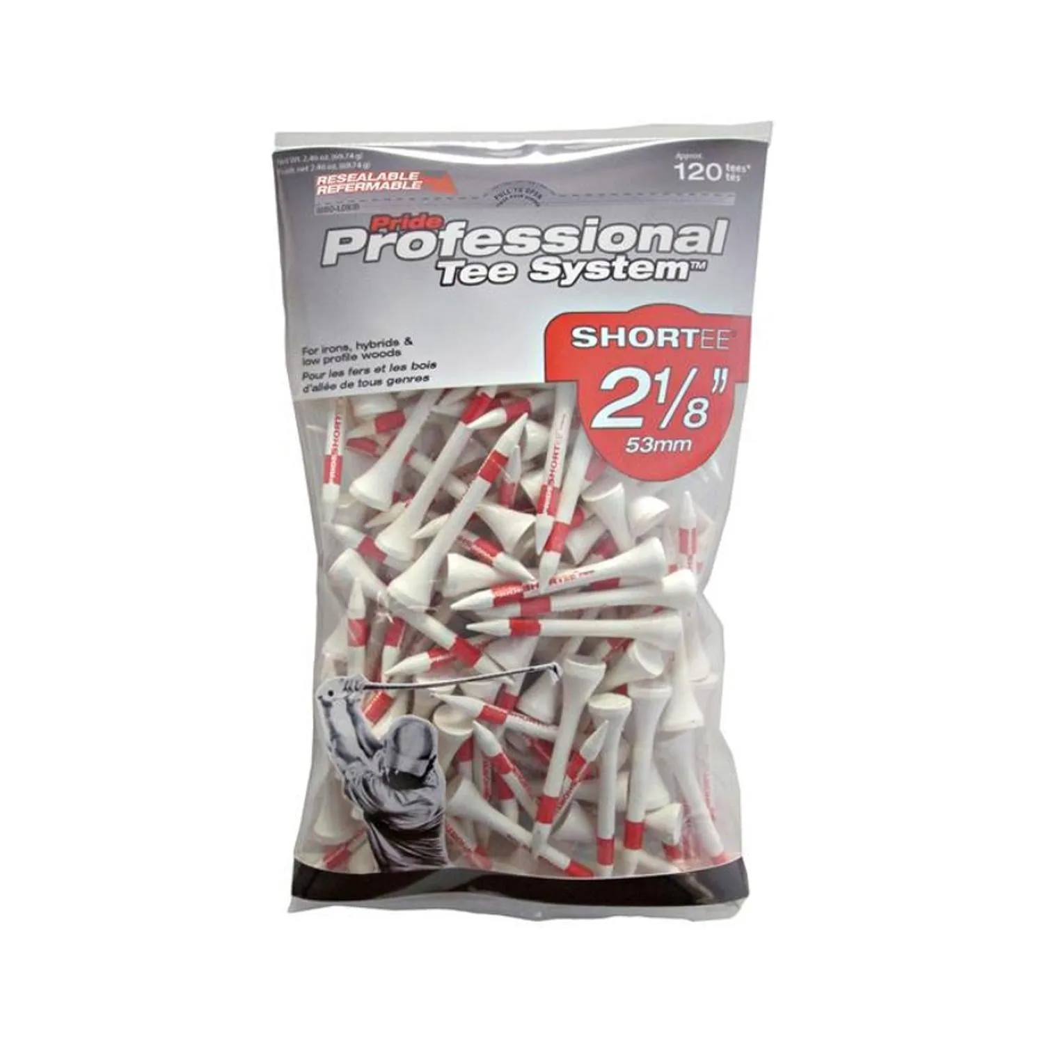 Paq. 120 tees madera Pride Sports Pride Golf 2 1/8''