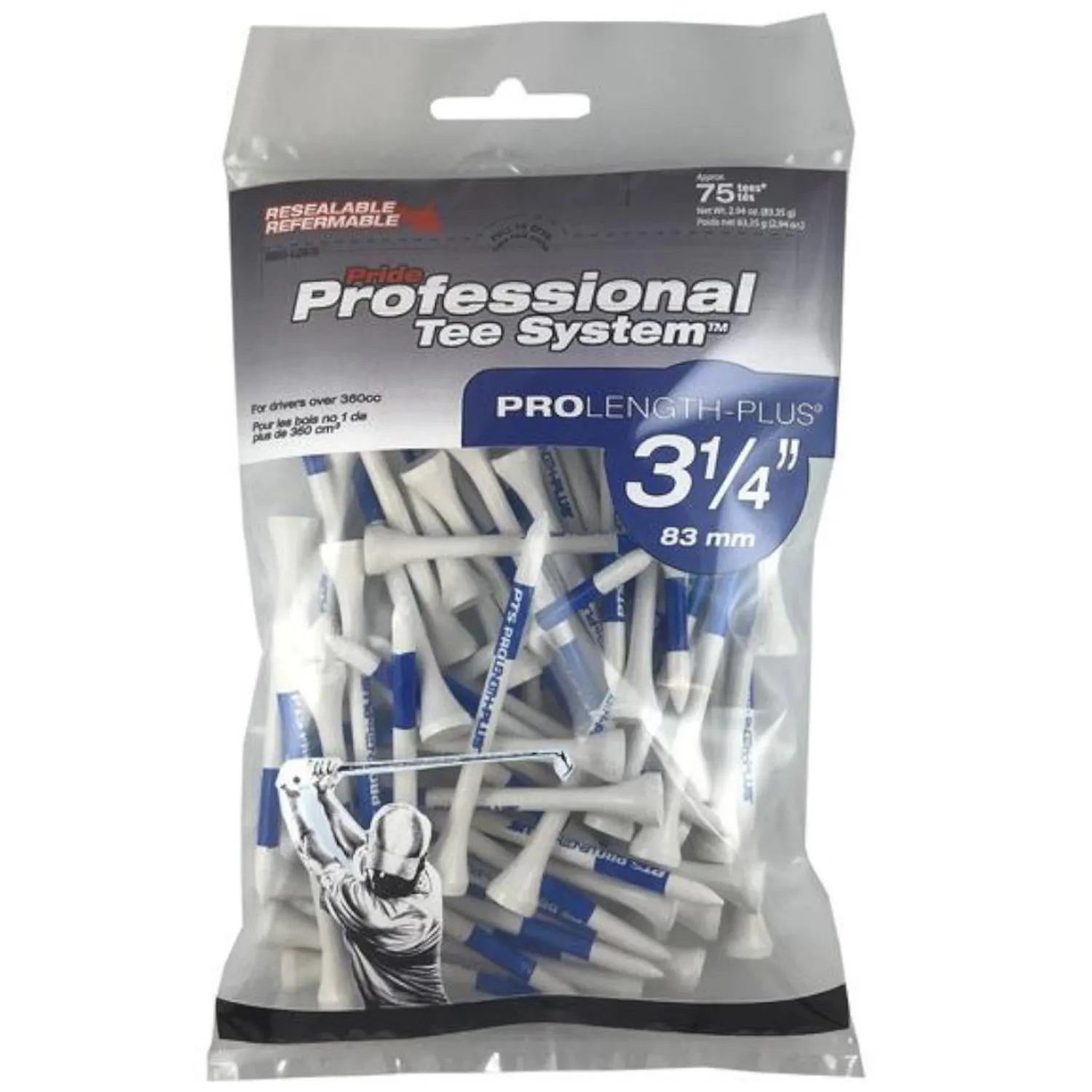 Paq. 75 tees madera Pride Sports Pride Golf 3 1/4''