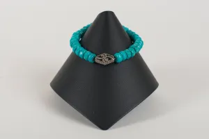 Pave diamond and turquoise rondelle bracelet