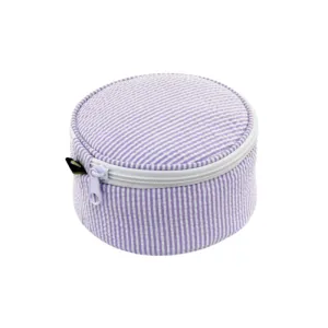 Personalized Seersucker Lilac Round Multi Purpose Pouch
