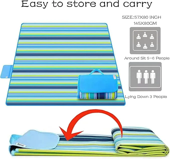 Picnic Beach Blanket, Picnic Mat 80x57in Waterproof Foldable, Family Mat, Portable Large Picnic Blankets for Travel, Hiking, Music Festival…