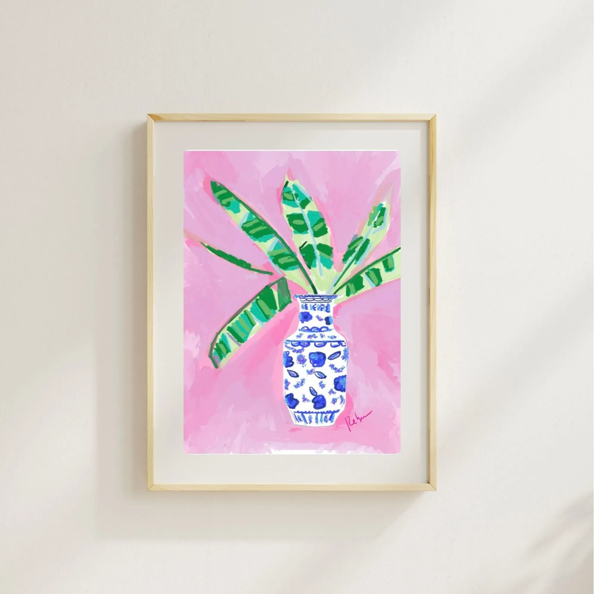 PINK & BLUE VASE - Art Print