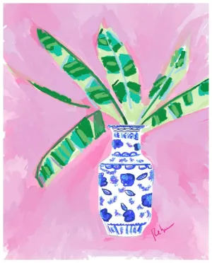PINK & BLUE VASE - Art Print