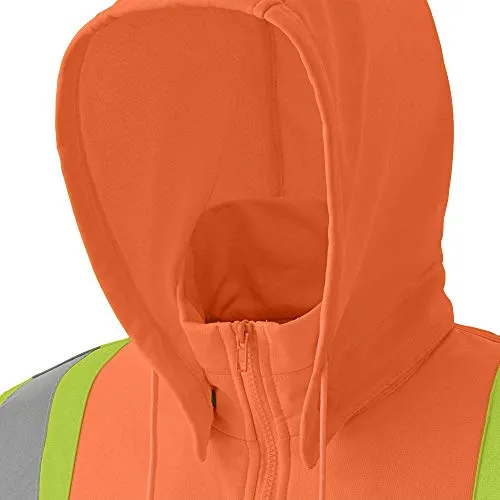 Pioneer V1060550 High Visibility Safety Hoodie, Micro Fleece, Orange